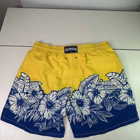 Vilebrequin Turtle Swimming Shorts Blue Yellow Floral XXL - Picture 2 of 9